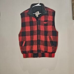 Vintage Buffalo Plaid‎ Zip Up Quilted Puffer Vest XL Holiday Outdoor Lumberjack